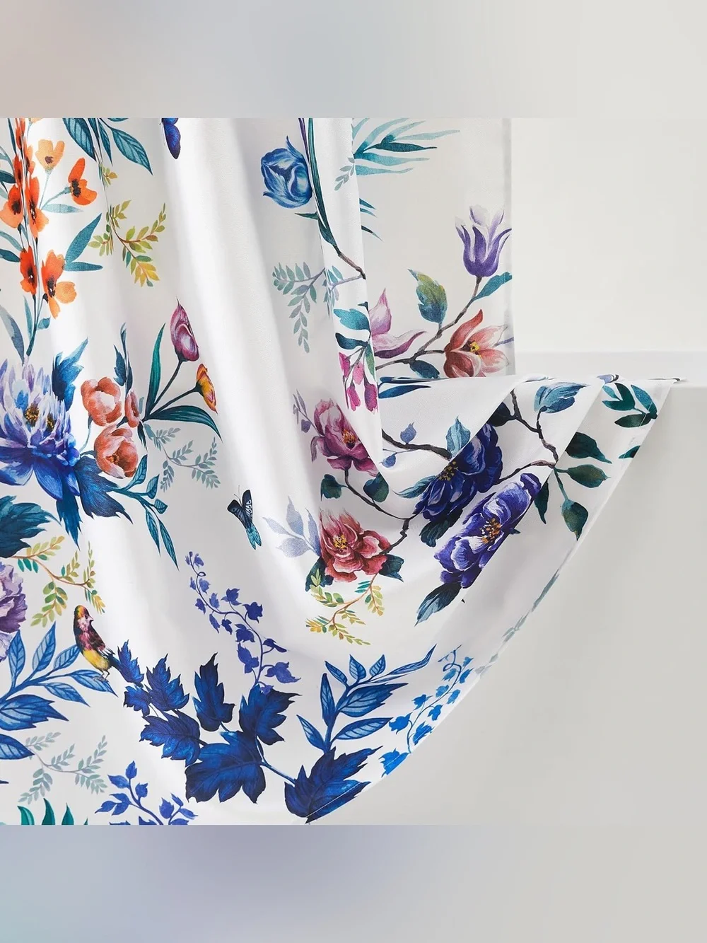 Lush Decor Fantasia Shower Curtain 72 x72 Teal & Blue Floral tropical bird